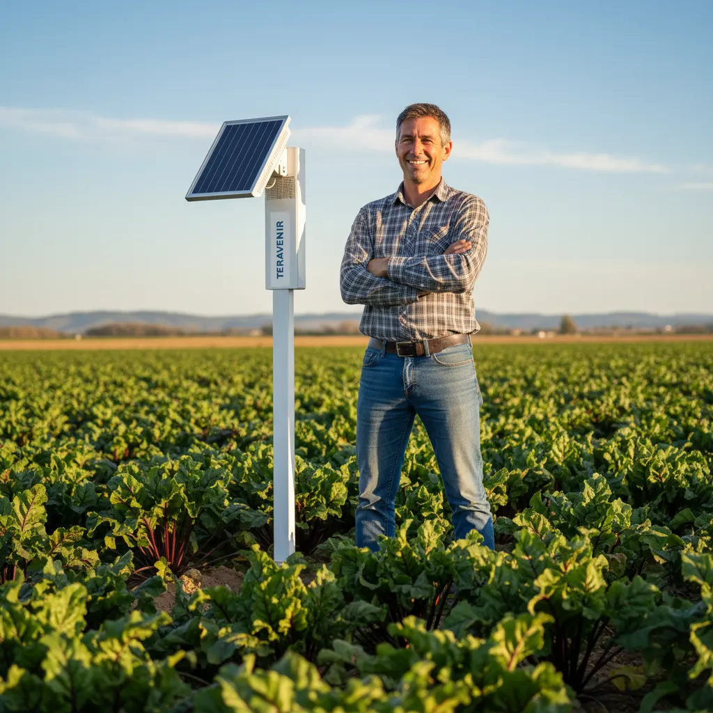 Agriculteur avec une sonde Teravenir dans un champ