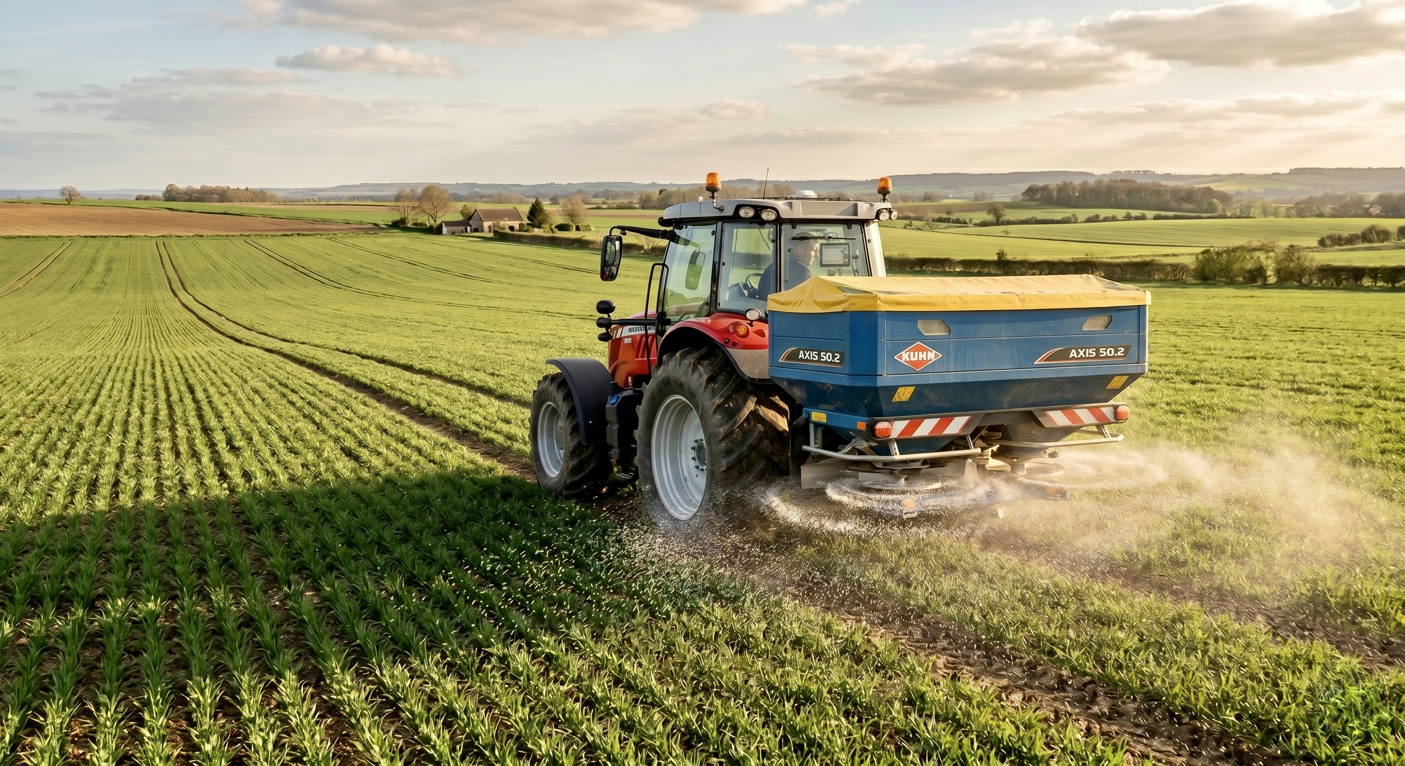 Épandage d'azote en parcelle agricole